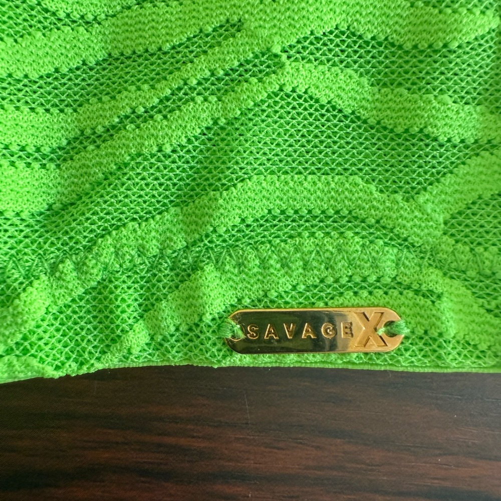 NWT Savage X Fenty All Over Me Lace Bandeau Bracelet 2X Neon Green Tiger Stretch - Picture 4 of 6